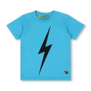 Aviator Nation Kids Neon Blue Tee with Black Lightning